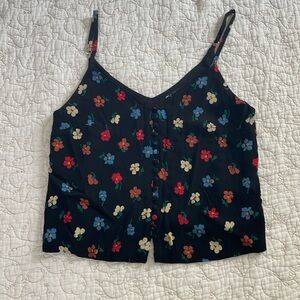 Black floral button-up Madewell tank top Like New!